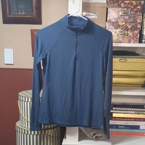 Free Fly Women's Blue Long Sleeve Quarter-Zip Top With Thumb Holes